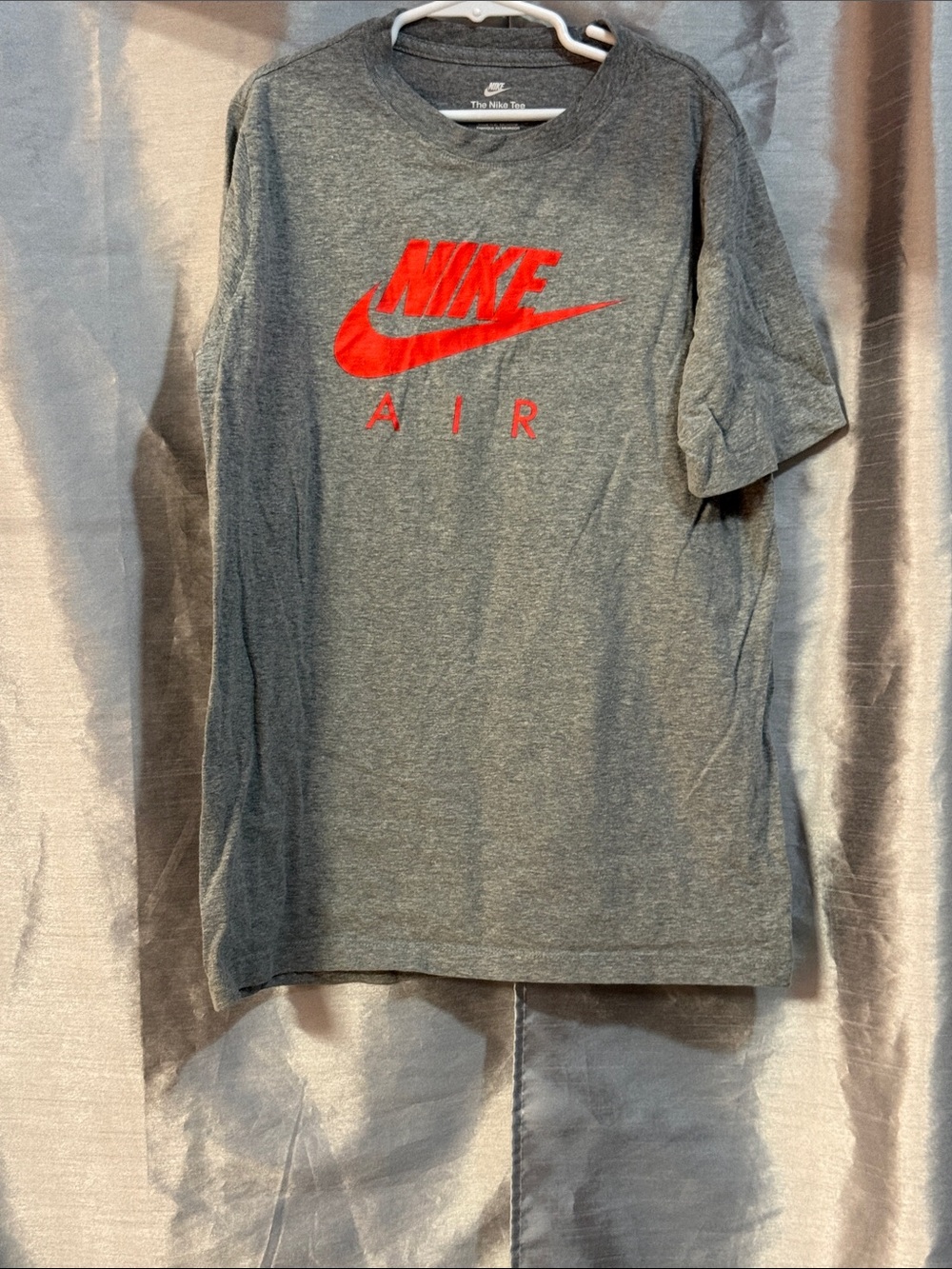 Nike Gray T-Shirt with Red Swoosh Air Logo